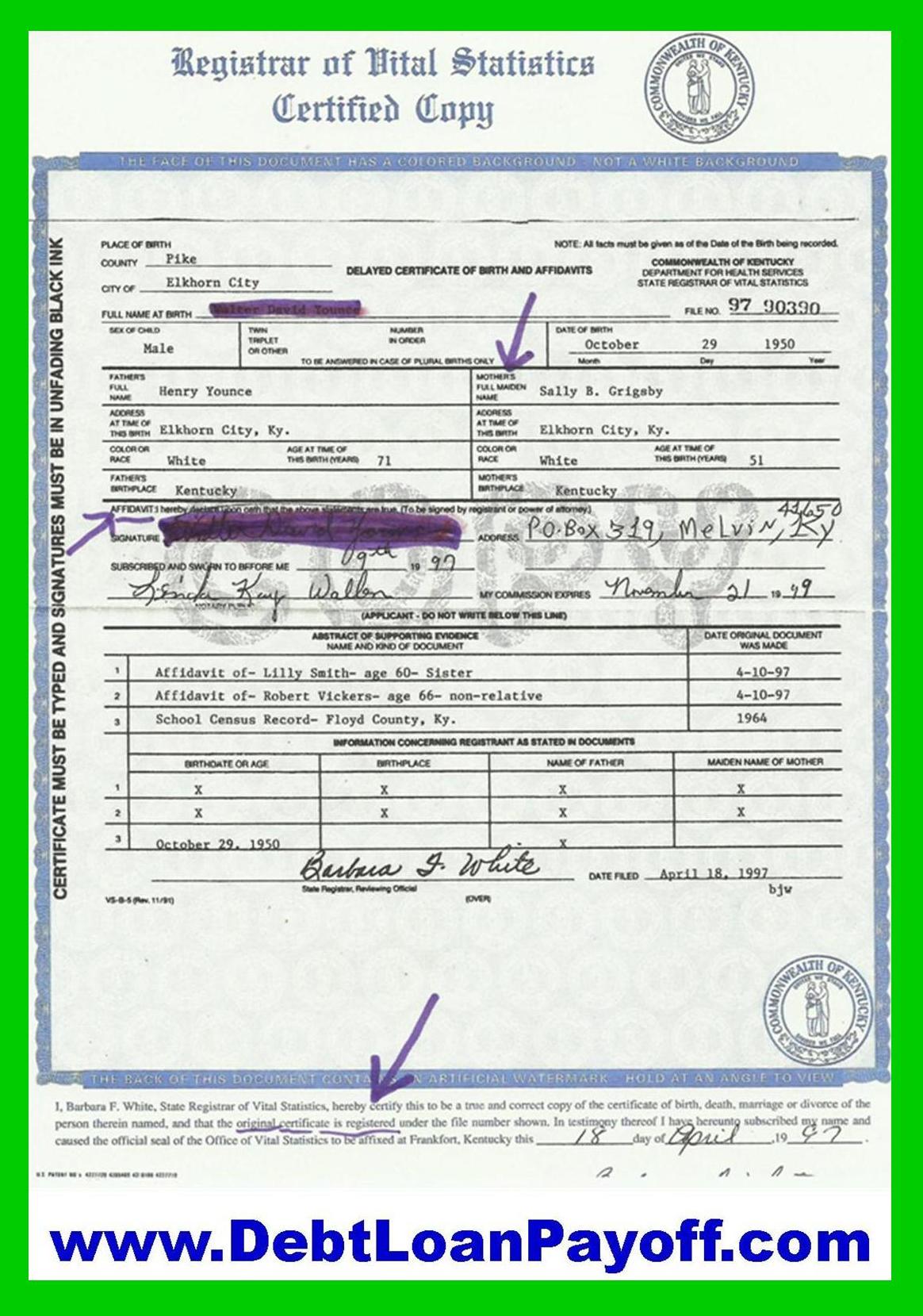 How do you fill out a birth certificate request form?